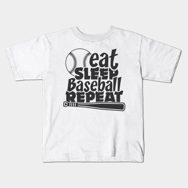 Eat Sleep Baseball repeat Kids T-Shirt by artdise